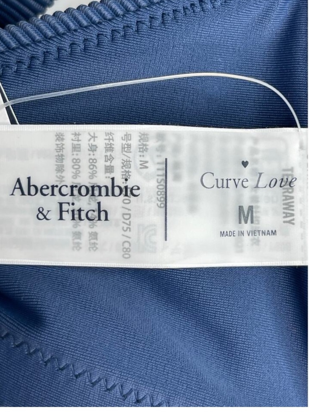 Abercrombie & Fitch - Curve Love- High Apex Bikini Top- Size Medium - Navy - Picture 5 of 9
